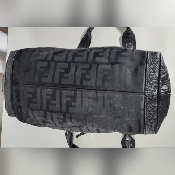 Fendi zip code hand bag. Nylon and leather